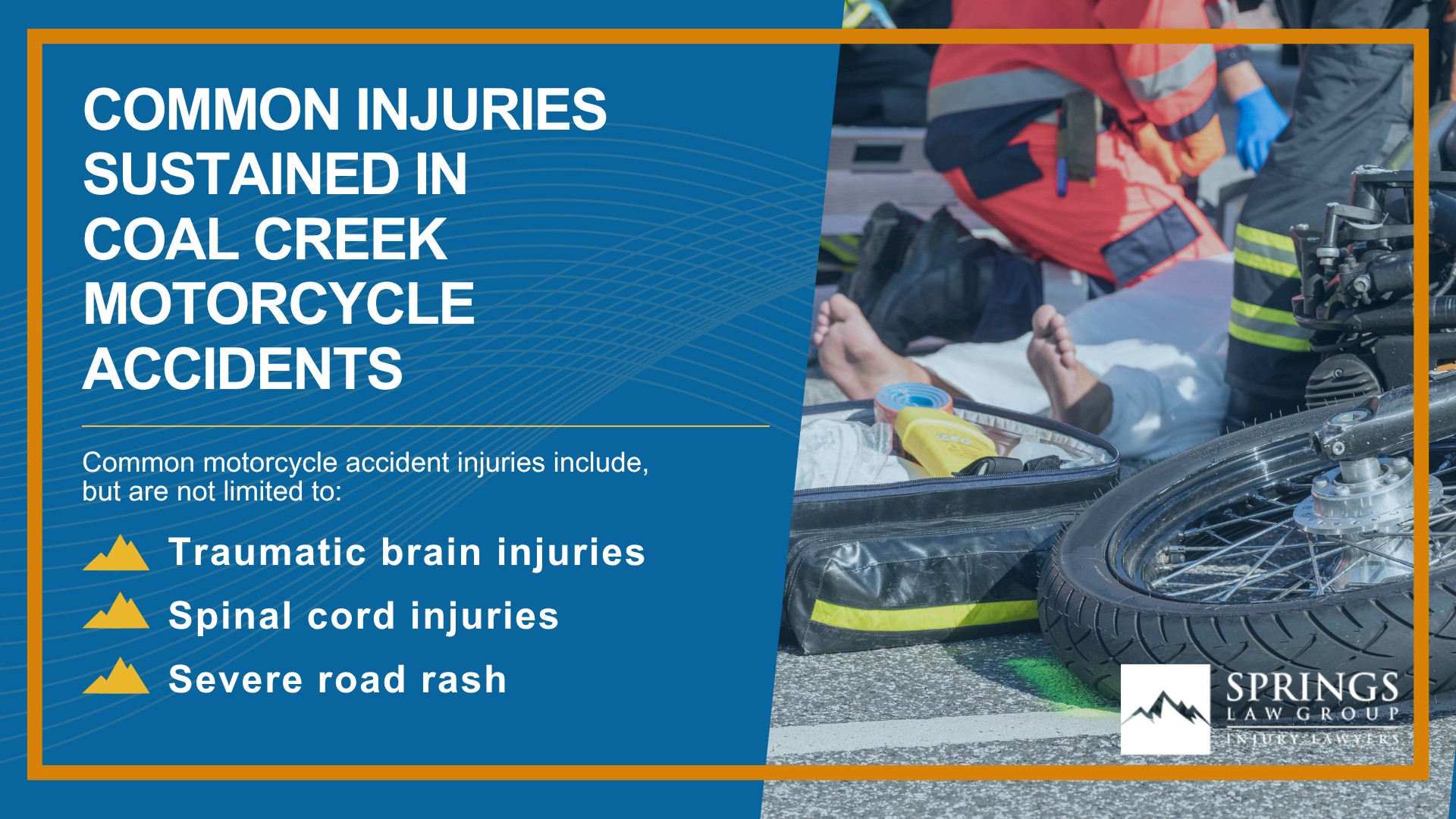 Hiring a Motorcycle Accident Lawyer in Coal Creek, Colorado (CO); Types of Motorcycle Accidents in Coal Creek, Colorado (CO); Motorcycle Insurance Laws in Coal Creek, Colorado (CO); Navigating the Claims Process After a Motorcycle Accident in Coal Creek, Colorado (CO); Common Injuries Sustained in Coal Creek Motorcycle Accidents
