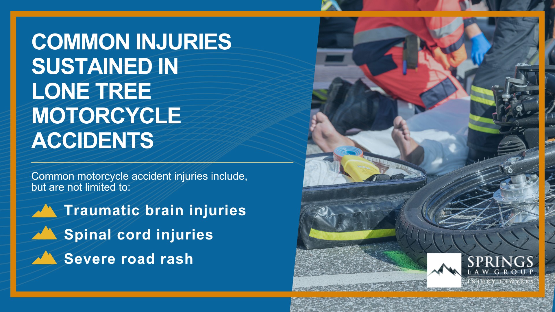 Hiring a Motorcycle Accident Lawyer in Lone Tree, Colorado (CO); Types of Motorcycle Accidents in Lone Tree, Colorado (CO); Motorcycle Insurance Laws in Lone Tree, Colorado (CO); Navigating the Claims Process After a Motorcycle Accident in Kittredge, Colorado (CO); Common Injuries Sustained in Lone Tree Motorcycle Accidents