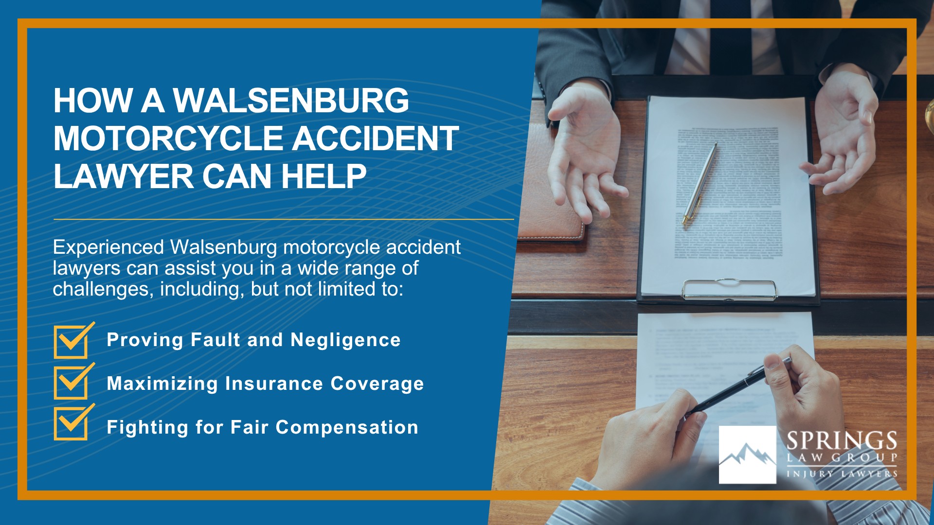 Hiring a Motorcycle Accident Lawyer in Walsenburg, Colorado (CO); Types of Motorcycle Accidents in Walsenburg, Colorado (CO); Motorcycle Insurance Laws in Walsenburg, Colorado (CO); Navigating the Claims Process After a Motorcycle Accident in Walsenburg, Colorado (CO); Common Injuries Sustained in Walsenburg Motorcycle Accidents; Common Injuries Sustained in Walsenburg Motorcycle Accidents (2)