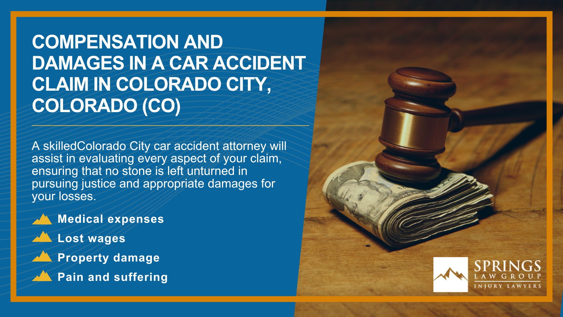 Why Hire a Colorado City Car Accident Lawyer; Experienced in Colorado car accident laws; Types of Car Accident Claims in Colorado City, Colorado (CO); Understanding Negligence in Todd Creek Car Accidents; What to Do After a Car Accident in Todd Creek, Colorado (CO); Compensation and Damages in a Car Accident Claim in Todd Creek, Colorado (CO)