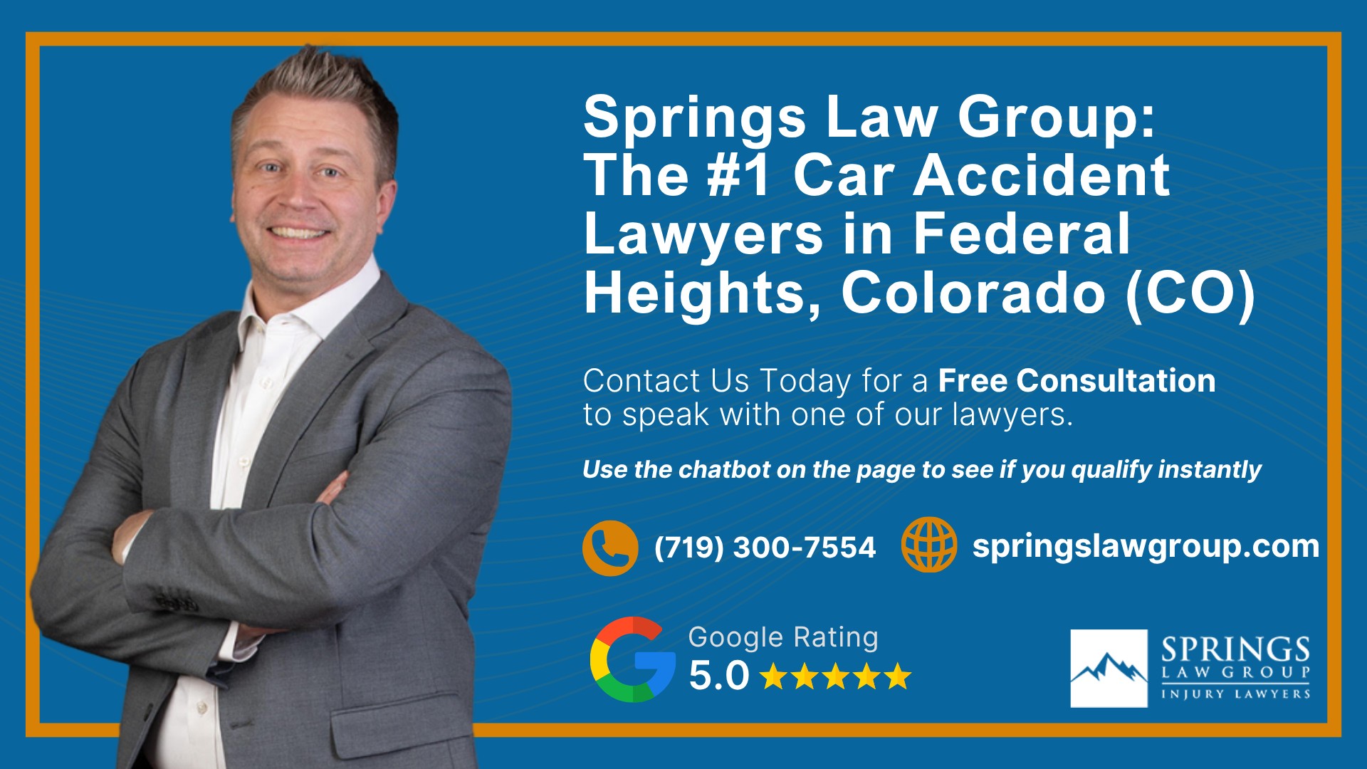 Why Hire a Federal Heights Car Accident Lawyer; Experienced in Colorado car accident laws; Types of Car Accident Claims in Federal Heights, Colorado (CO); Understanding Negligence in Federal Heights Car Accidents; What to Do After a Car Accident in Federal Heights, Colorado (CO); Compensation and Damages in a Car Accident Claim in Federal Heights, Colorado (CO); How a Federal Heights Car Accident Lawyer Can Help; Springs Law Group_ The #1 Car Accident Lawyers in Federal Heights, Colorado (CO)