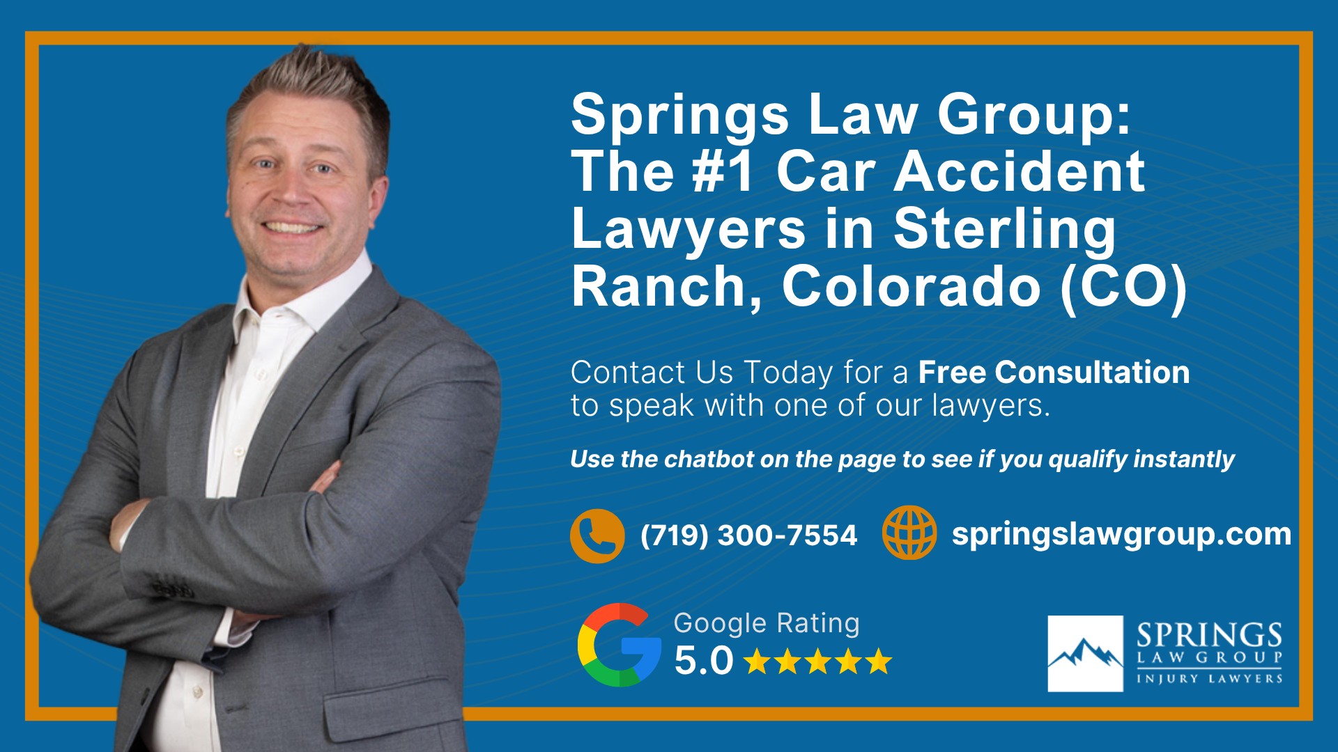 Why Hire a Sterling Ranch Car Accident Lawyer; Experienced in Colorado car accident laws; Types of Car Accident Claims in Sterling Ranch, Colorado (CO); Understanding Negligence in Sterling Ranch Car Accidents; What to Do After a Car Accident in Sterling Ranch, Colorado (CO); Compensation and Damages in a Car Accident Claim in Sterling Ranch, Colorado (CO); How a Sterling Ranch Car Accident Lawyer Can Help; Springs Law Group_ The #1 Car Accident Lawyers in Sterling Ranch, Colorado (CO)