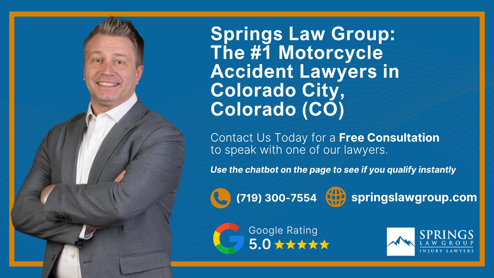 Hiring a Motorcycle Accident Lawyer in Colorado City, Colorado (CO); Types of Motorcycle Accidents in Colorado City, Colorado (CO); Motorcycle Insurance Laws in Colorado City, Colorado (CO); Navigating the Claims Process After a Motorcycle Accident in Colorado City, Colorado (CO); Common Injuries Sustained in Todd Creek Motorcycle Accidents; How a Colorado City Motorcycle Accident Lawyer Can Help; Springs Law Group_ The #1 Motorcycle Accident Lawyers in Colorado City, Colorado (CO)