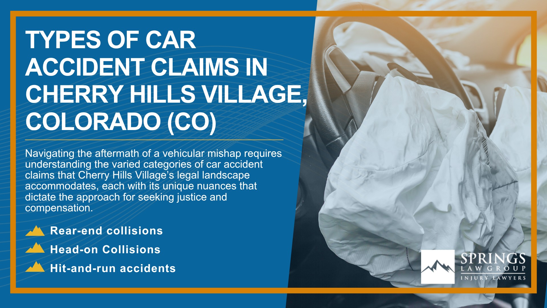 Why Hire a Cherry Hills Village Car Accident Lawyer; Types of Car Accident Claims in Cherry Hills Village, Colorado (CO)