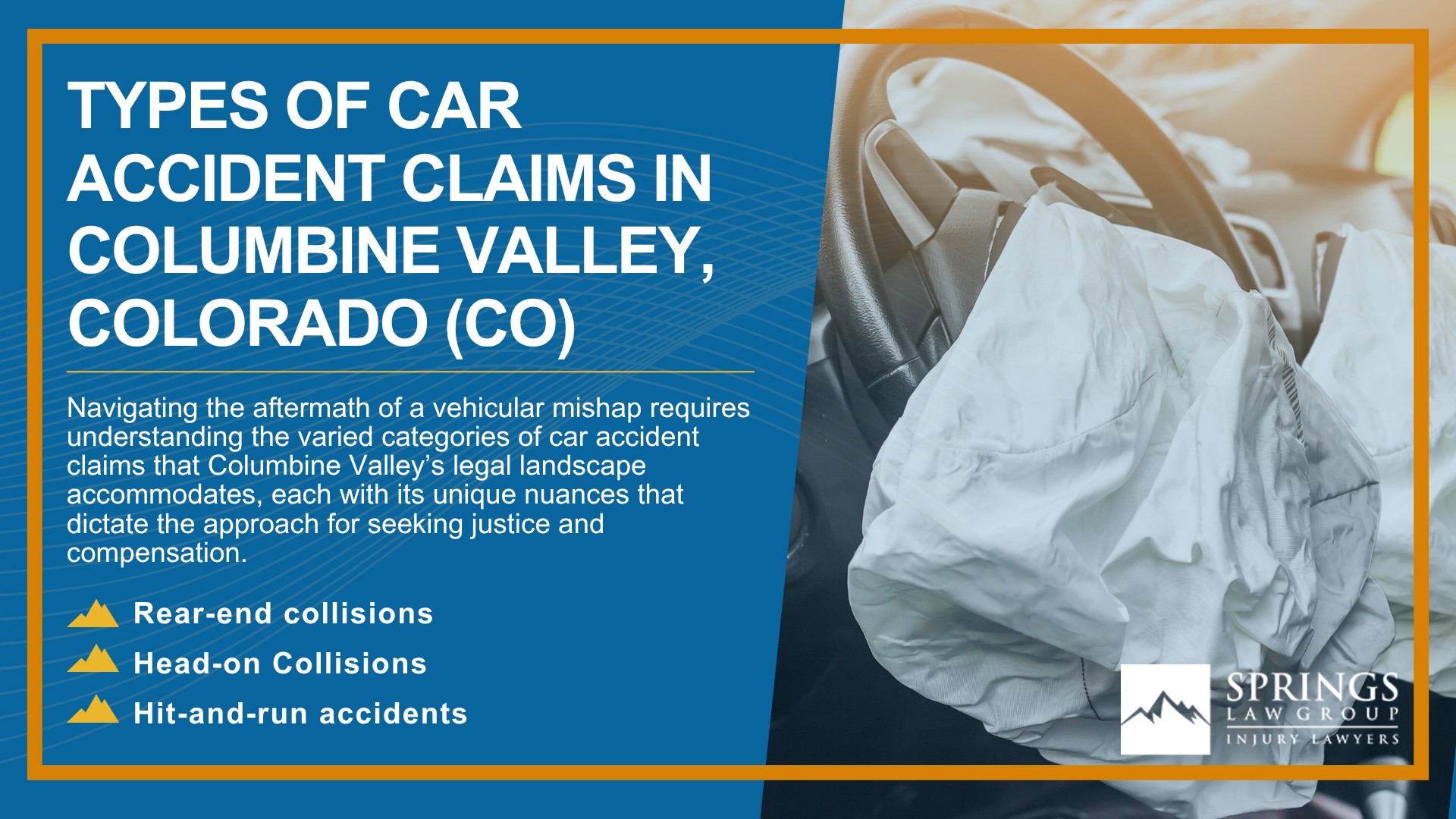 Why Hire a Columbine Valley Car Accident Lawyer; Types of Car Accident Claims in Cimarron HillTypes of Car Accident Claims in Columbine Valley, Colorado (CO)s, Colorado (CO)