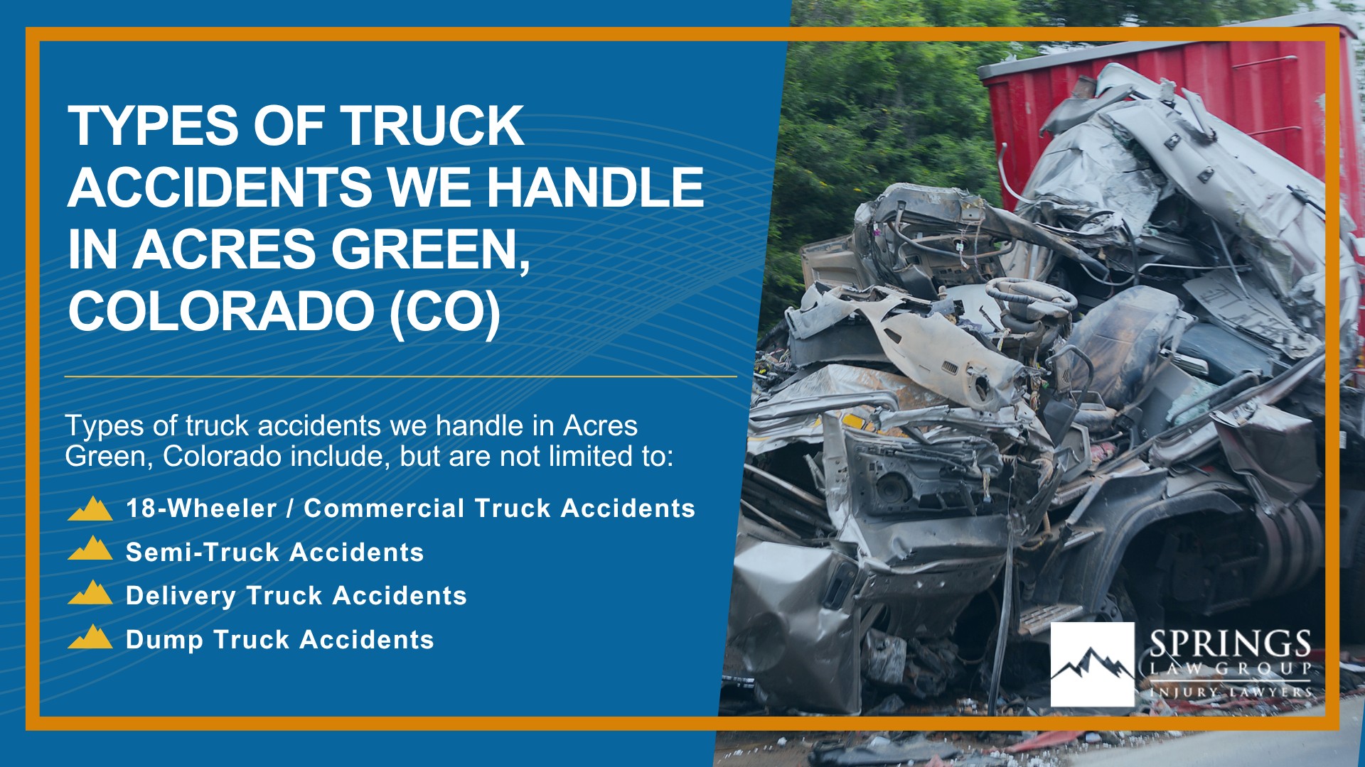 Types of Truck Accidents We Handle in Acres Green, Colorado (CO)