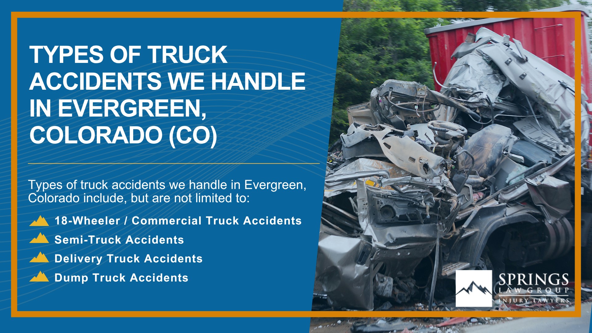 Types of Truck Accidents We Handle in Evergreen, Colorado (CO)