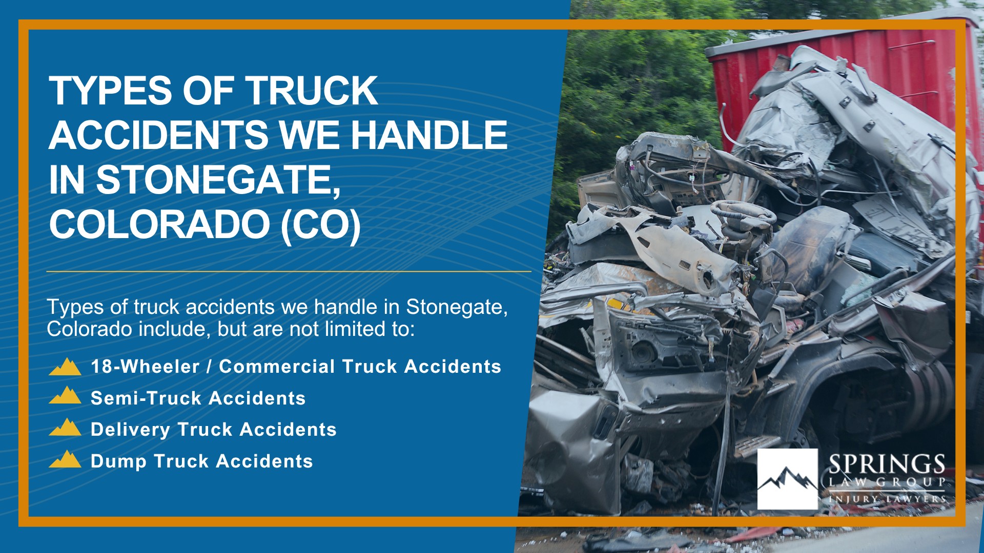 Types of Truck Accidents We Handle in Stonegate, Colorado (CO)