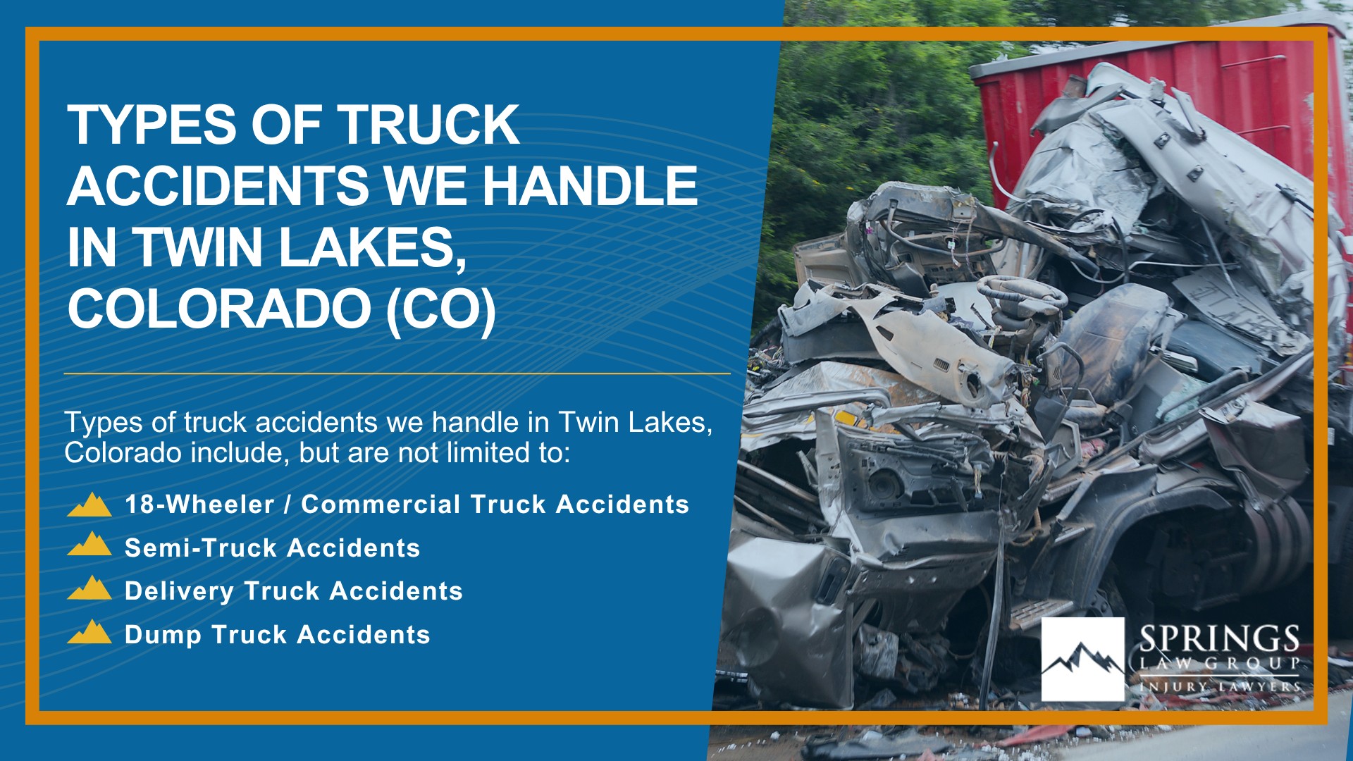 Types of Truck Accidents We Handle in Twin Lakes, Colorado (CO)