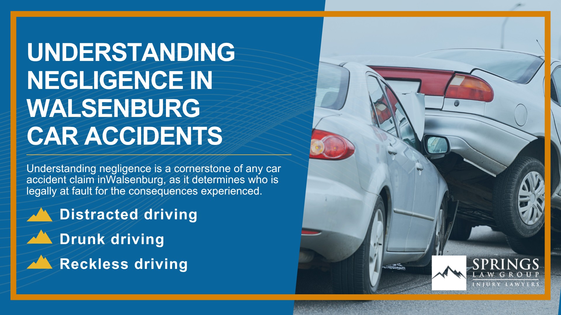 Why Hire a Walsenburg Car Accident Lawyer; Experienced in Colorado car accident laws; Types of Car Accident Claims in Walsenburg, Colorado (CO); Understanding Negligence in Walsenburg Car Accidents