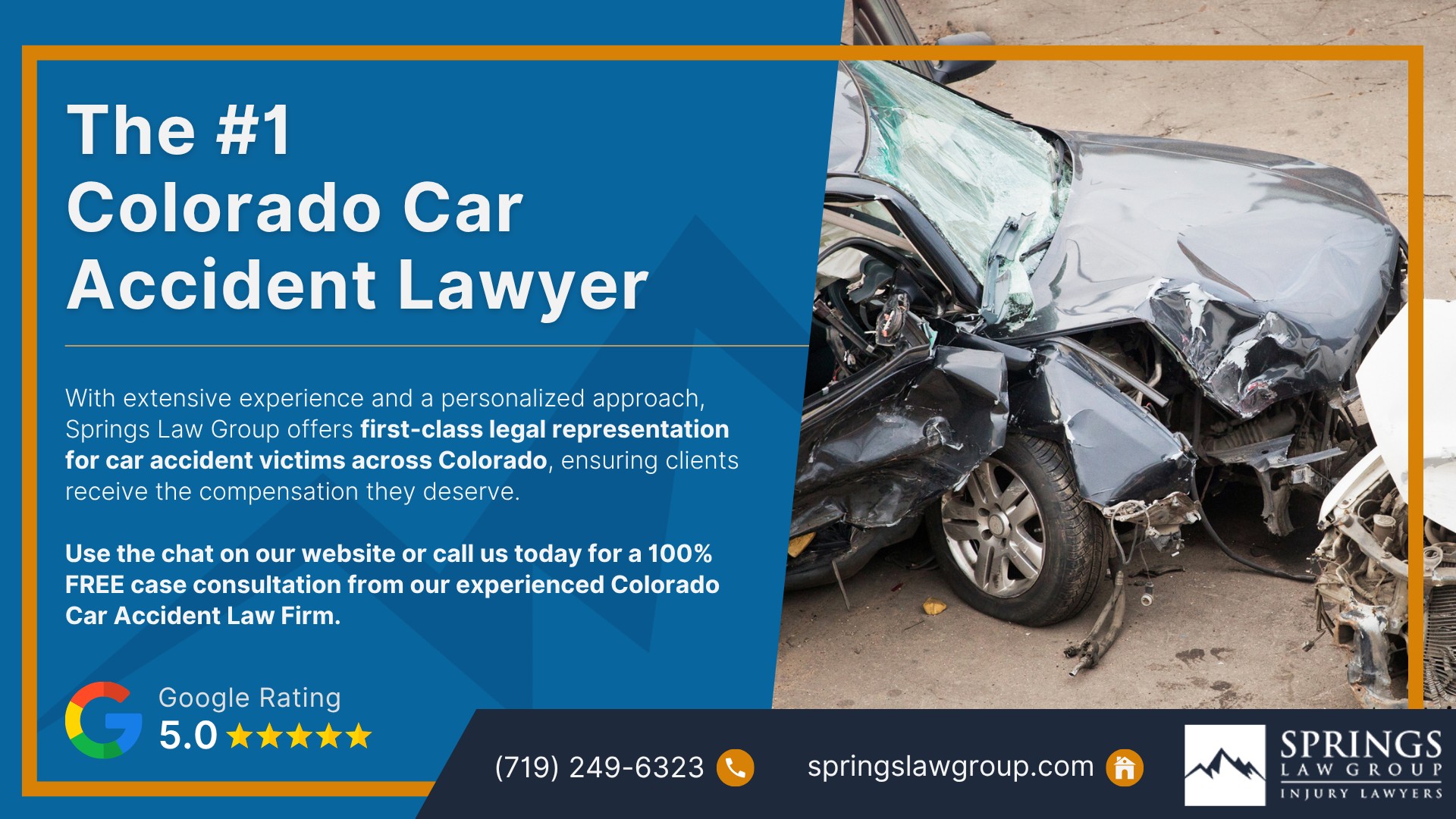 The #1 Colorado Car Accident Lawyer Springs Law Group; Meet Our Colorado Car Accident Lawyers; Steps to Take After a Motor Vehicle Accident in Colorado; Gathering Evidence for Personal Injury Cases; Damages in Colorado Auto Accident Claims; The Legal Process for a Car Accident Claim in Colorado; Colorado Minimum Auto Insurance Requirements; Common Car Accident Injuries; Common Causes of Car Accidents in Colorado; Types of Car Accidents in Colorado (CO)