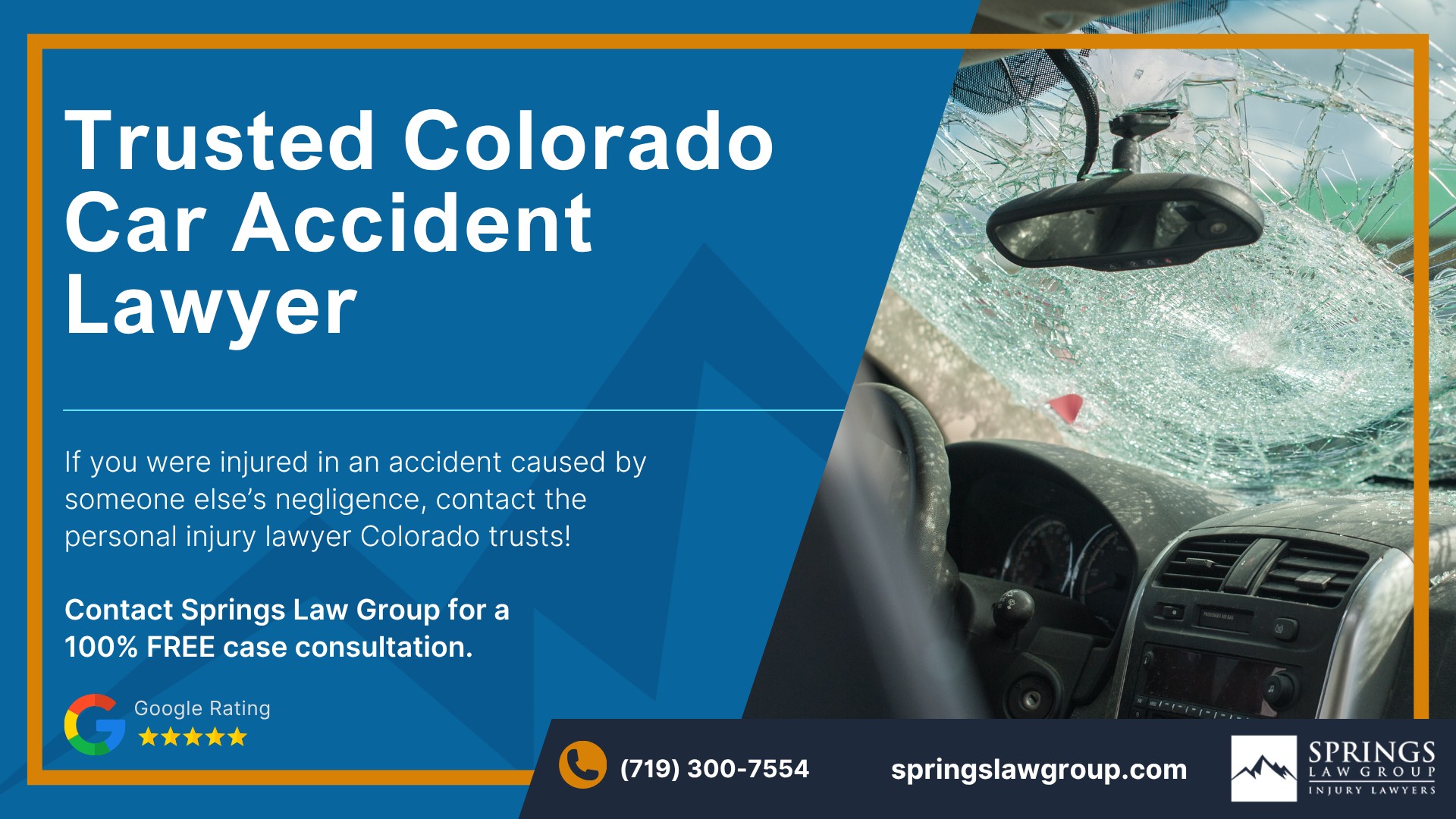 Meet Our Colorado Car Accident Lawyers; Steps to Take After a Motor Vehicle Accident in Colorado; Gathering Evidence for Personal Injury Cases; Damages in Colorado Auto Accident Claims; The Legal Process for a Car Accident Claim in Colorado; Colorado Minimum Auto Insurance Requirements; Common Car Accident Injuries; Common Causes of Car Accidents in Colorado; Types of Car Accidents in Colorado (CO); Springs Law Group Colorado Car Accident Attorneys; Trusted Colorado Car Accident Lawyer