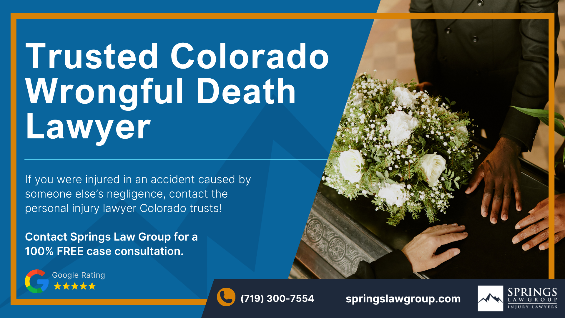 Meet Our Team of Colorado Wrongful Death Attorneys; Types of Wrongful Death Cases Springs Law Group Handles; The Legal Process for a Colorado Wrongful Death Claim; A Brief Overview of the Colorado Wrongful Death Act; Who Can File a Wrongful Death Lawsuit Under Colorado Law (3); Colorado Wrongful Death Lawyer