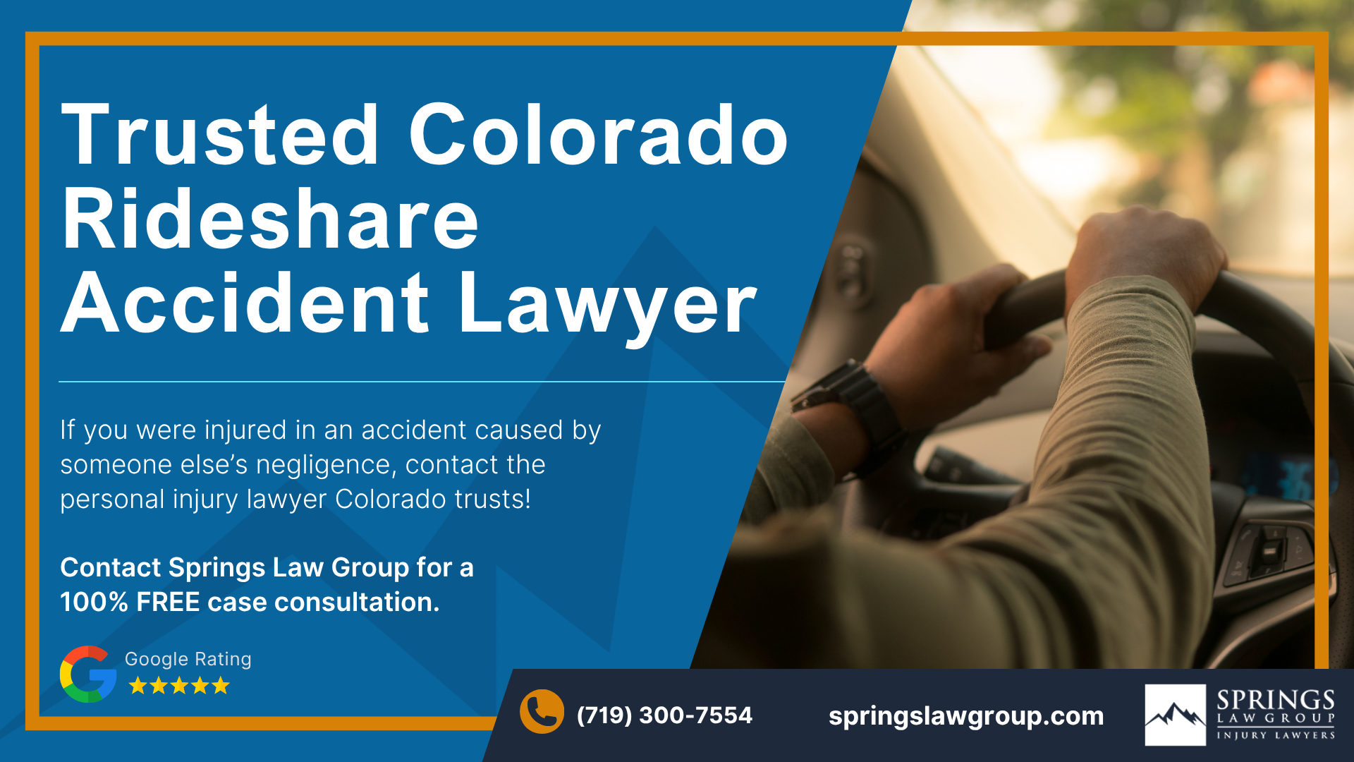 Steps to Take After Being Injured in a Rideshare Car Accident; Relevant Colorado Laws for Rideshare Accident Cases; Relevant Colorado Laws for Rideshare Accident Cases (2); Do You Qualify to File a Rideshare Accident Claim; Gathering Evidence for a Rideshare Accident Case; Damages in Rideshare Accident Cases; Springs Law Group_ Colorado Rideshare Accident Lawyer; Colorado Rideshare Accident Lawyer; Colorado Rideshare Accident Lawyer