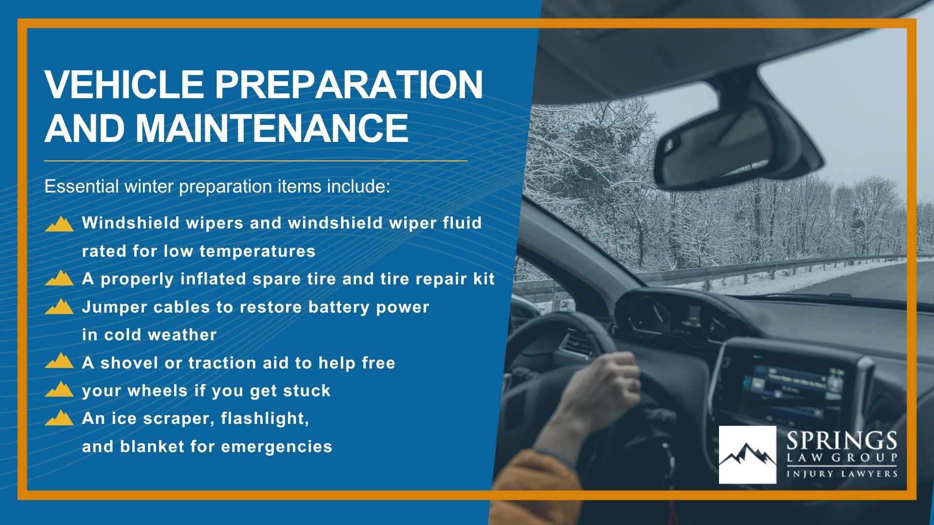 Colorado Winter Driving Laws and Traction Requirements; Vehicle Preparation and Maintenance
