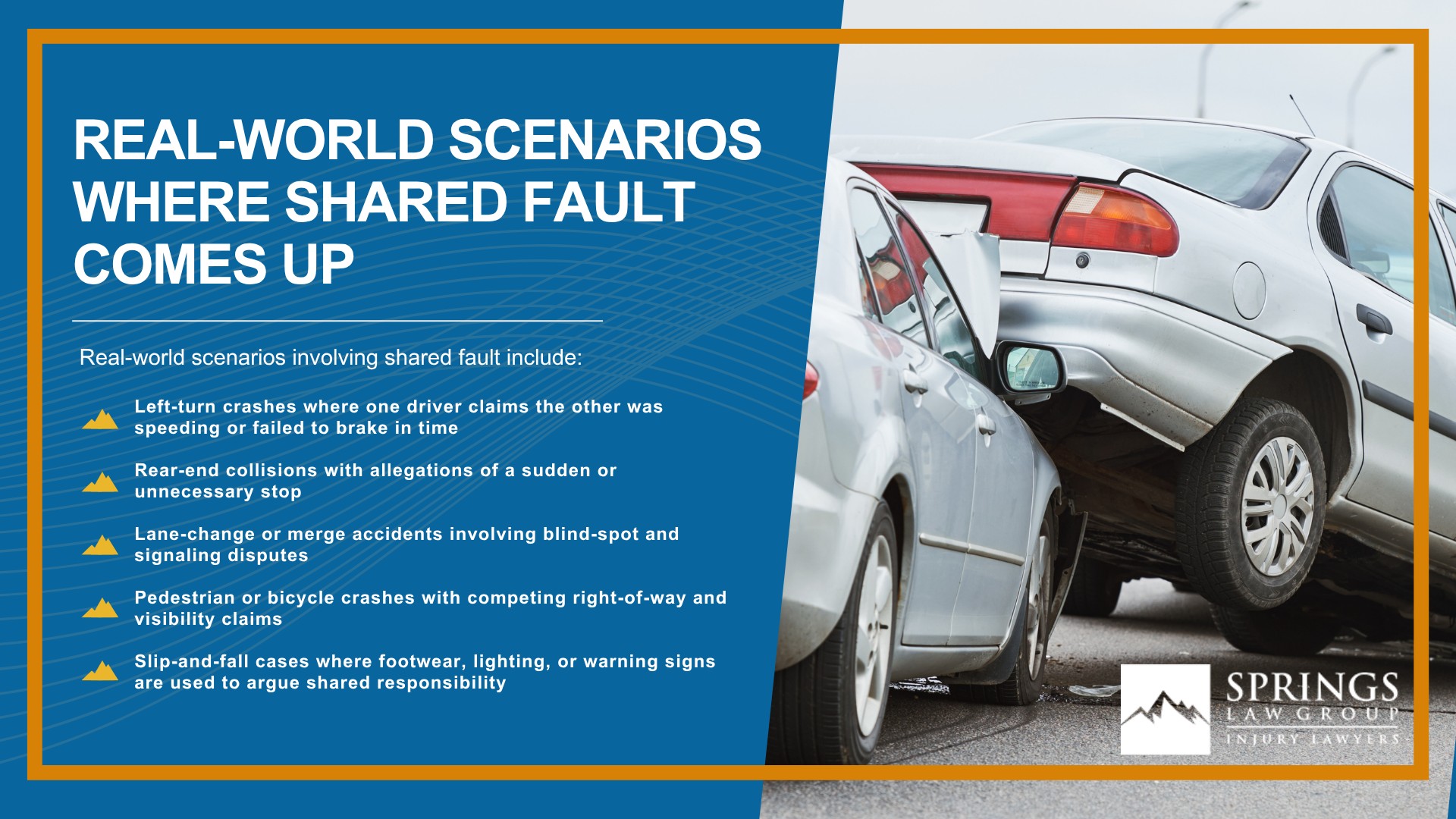 Colorado’s Comparative Negligence Rule (The 50% Bar) (2); Colorado’s Comparative Negligence Rule (The 50% Bar); Who Decides Fault in Colorado; Does a Jury Always Determine Fault in a Car Accident;  Comparative Negligence in Multi-Party Accidents; Real-World Scenarios Where Shared Fault Comes Up