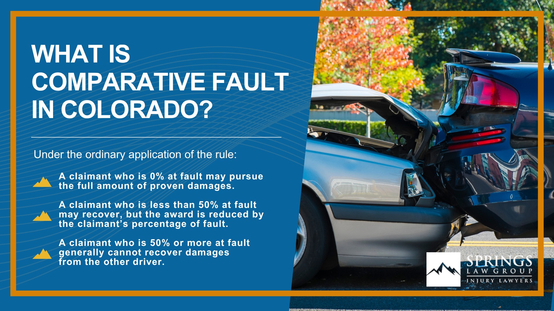 How Is Fault Determined in a Colorado Springs Car Accident; What Must Be Proven in a Colorado Car Accident Claim; What Is Comparative Fault in Colorado