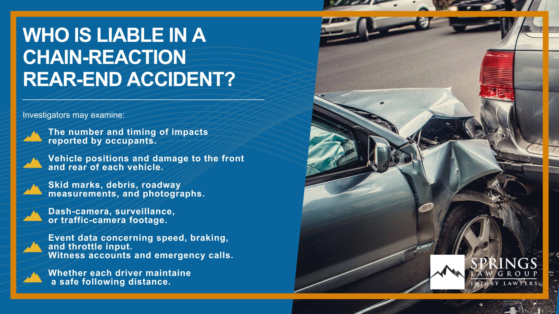What Are My Rights After a Colorado Springs Rear-End Car Accident; Who Is at Fault in a Rear-End Car Accident in Colorado; Is the Rear Driver Always at Fault in a Rear-End Accident; What Must I Prove in a Rear-End Car Accident Claim; How Does Colorado Comparative Negligence Affect a Rear-End Accident Claim; Can More Than One Party Be Liable for a Rear-End Accident; Who Is Liable in a Chain-Reaction Rear-End Accident